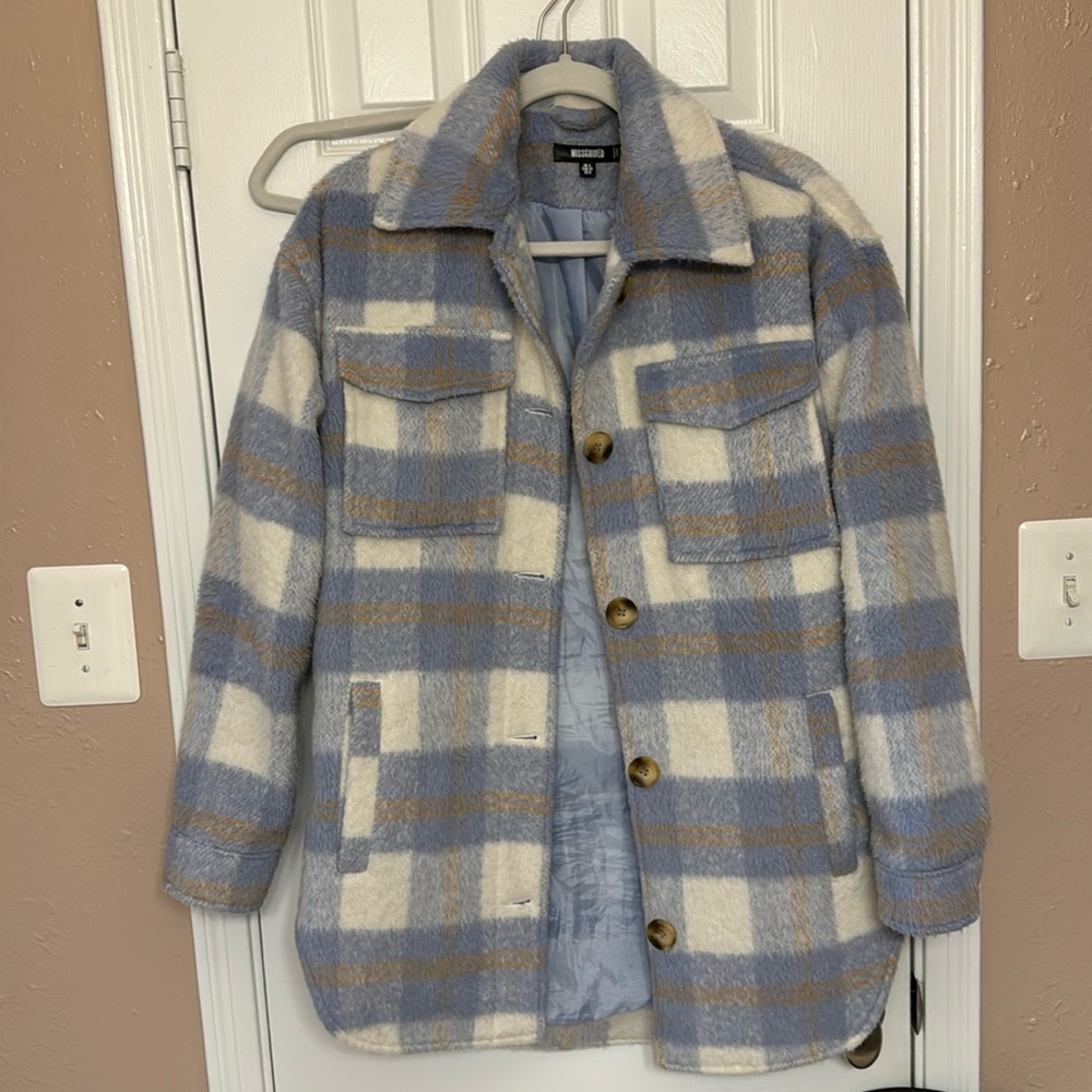 Light blue plaid shacket